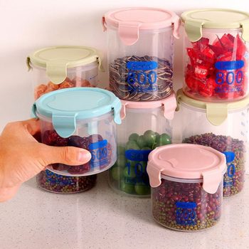 Transparent Plastic Sealed Jar Grain Dried Fruit Grain Plastic Storage Jar Buckle Food Storage Jar Storage Box