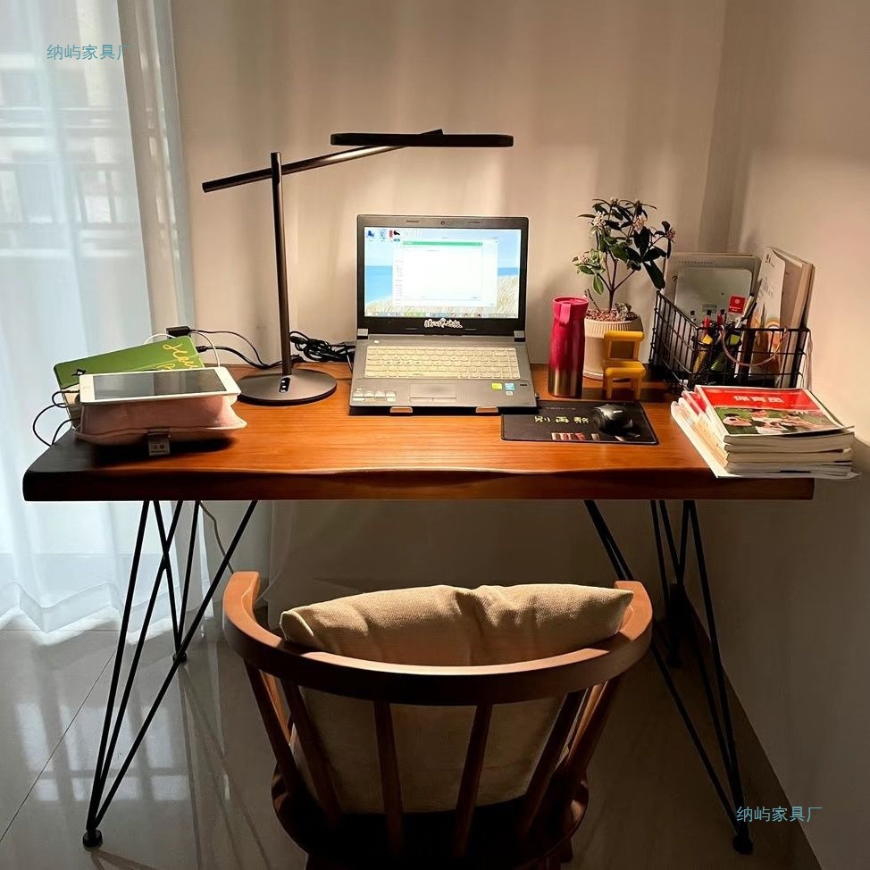 电脑桌北欧实木工作台简约办公桌桌子书桌实木电脑桌工作台直播桌