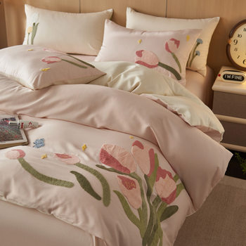 100S autumn and winter long staple cotton cotton sanding four-piece cotton three-piece quilt cover bed linen bedding