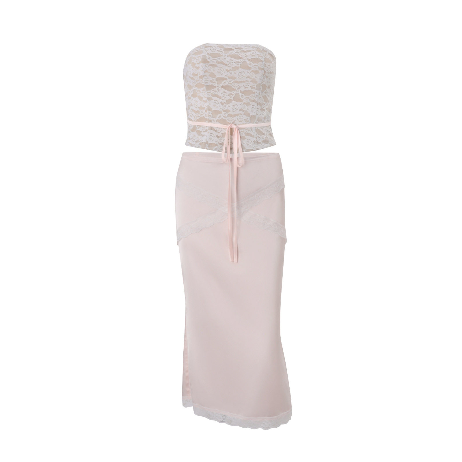 Summer Womens Two Piece Set Strapless Top Bodycon Midi Skirt Sexy Chic Style Perfect for Vacation Wholesale
