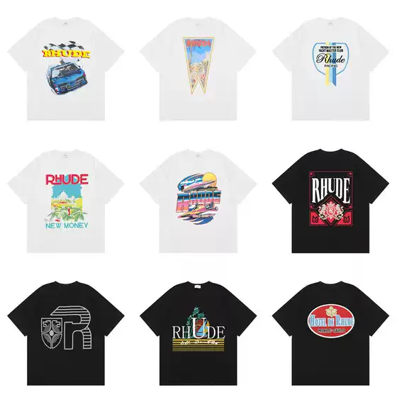Niche Trendy Brand European and American High Street Summer New Crown Flag Retro Casual Loose Men's and Women's Round Neck Short-Sleeved T-Shirt