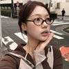 Internet Celebrity Same Style Hawksbill Color Glasses Myopia Women Can be Equiped with Domentum Oval Small Frame Big Face Slim Korean Style Flat Glasses Frame