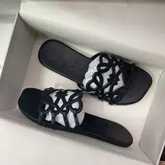 Luo Jia New Genuine Leather Hollow Flat Sandals for Women Beach Roman Sandals Flat Slide Outdoor Fashion Casual Slippers