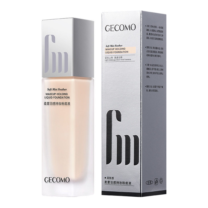 Gecomo Soft Mist Feather Feel Long-Lasting Makeup Liquid Foundation Natural Clear Concealer Waterproof Sweat-Resistant Oily Skin Moisturizing Foundation Cream