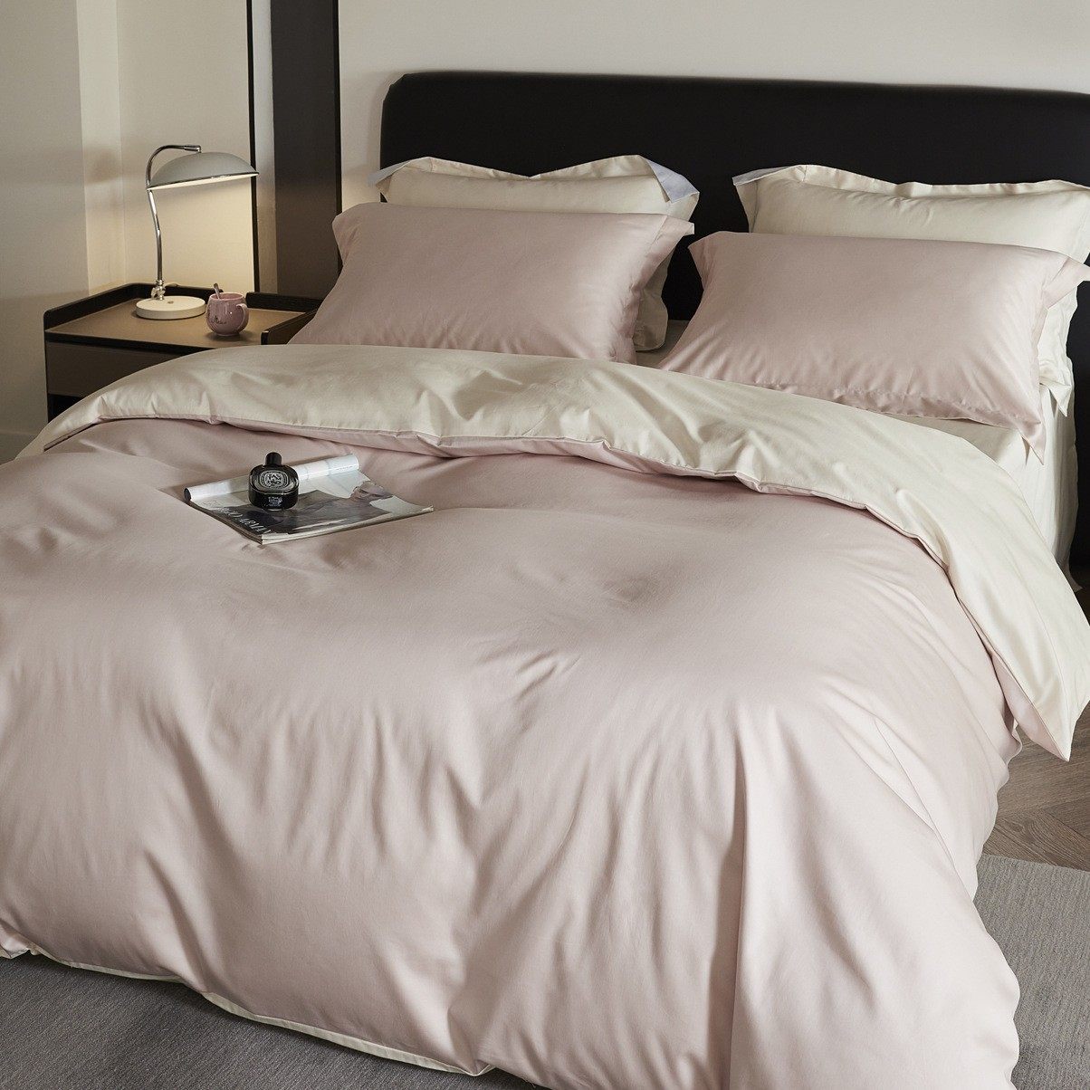 Class A Advanced Sense Simple Solid Color Double Pair 100 Long-staple Cotton Four-piece Set Cotton Pure Cotton Bed Sheet 4-piece Set