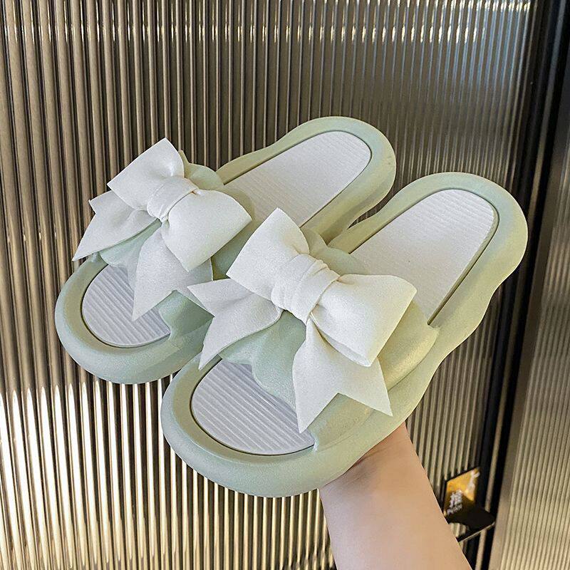 Bow Princess Sandals Women's Summer Outerwear Thick-Soled Slippers Indoor Home Non-Slip Soft Sole 2023 New Style