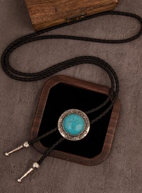 外贸跨境波洛领带复古毛衣链金属个性项链bolo tie