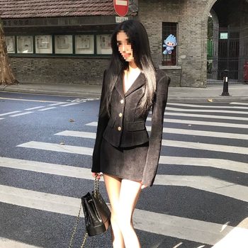 Pure Lust Style Slimming Suit for Women, Spring & Fall High-End Suit Jacket, Feminine Slimming Look Skirt Two-Piece Set