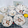 Ceramic bowls and plates wholesale stall Net red deer a deer have you home ceramic bowl soup ancient soup basin ceramic plate
