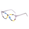 Tr90 Insert-Type Cat-Eye Anti-Blue Light Eyeglass Frames with Spring Temples, Plain Lenses, Cross-Border Trendy Eyeglass Frames