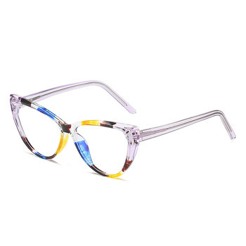 Tr90 Insert-Type Cat-Eye Anti-Blue Light Eyeglass Frames with Spring Temples, Plain Lenses, Cross-Border Trendy Eyeglass Frames
