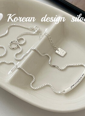 韩国东大门简约ins风设计银饰品 S925纯银一字英文项链百搭级感