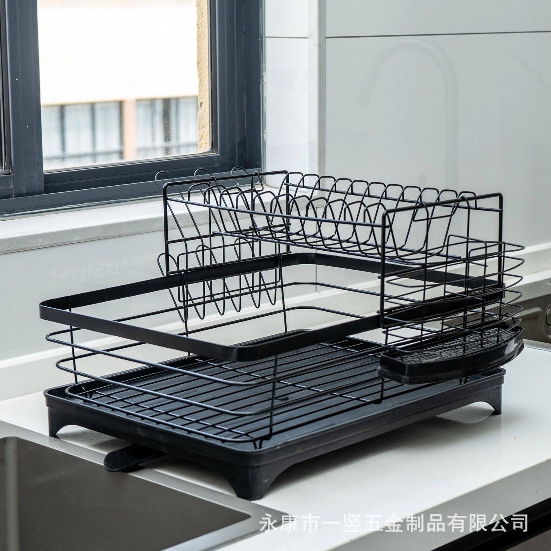 Kitchen Drain Rack Storage Rack Household Tableware, Cutlery, Water Cup, Plate Storage Rack, Water Guide Double-Layer Dish Rack