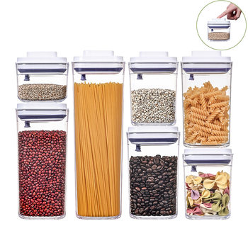 Push-type 7-piece food grains moisture-proof storage sealed jar kitchen grains food storage crisper