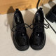 Black Thick-Soled 6cm Height-Increasing Mary Jane Wasteland Style Spring and Summer Small Leather Shoes Platform-Soled Slip-On Versatile Loafers