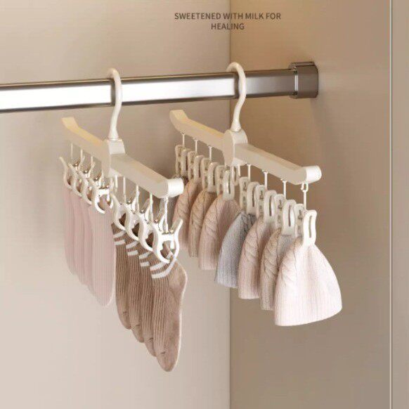Sock Drying Rack Baby Clothes Hanger with Multiple Clips Children's Underwear Hanger Baby Household Gadget Multi-Clip Clothespin