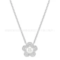 New flower pearl roman white gold necklace