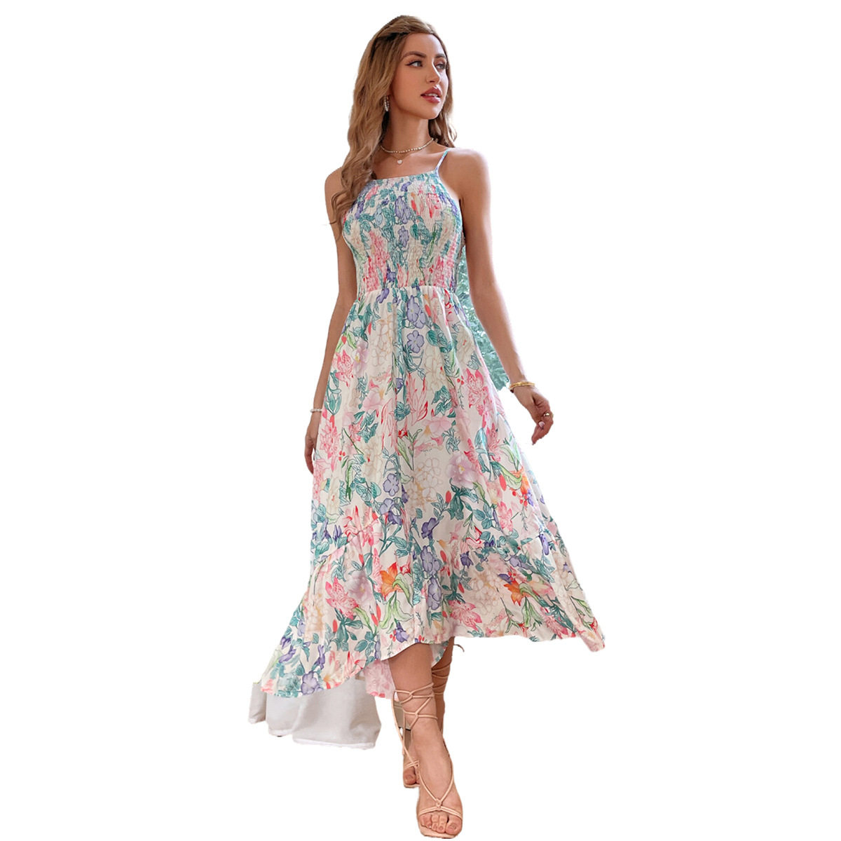 Floral Print Slip Dress Casual Style Elegant Vibe Lightweight Fabric Perfect for Summer Outings Wholesale Available