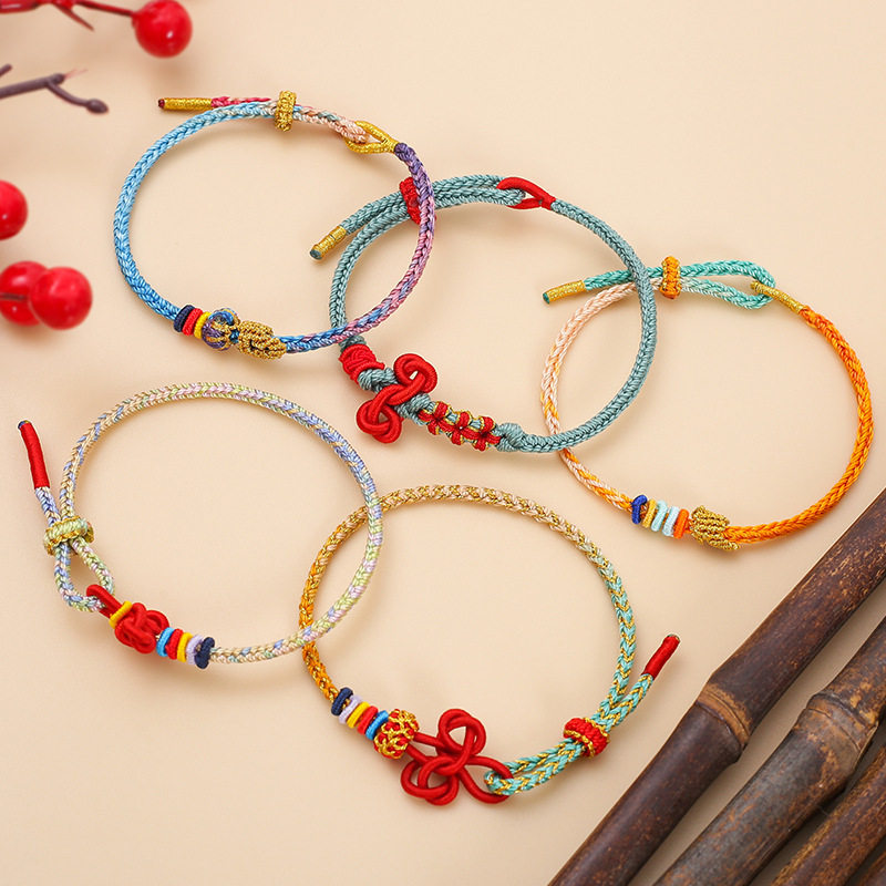 Wenchang Knot Bracelet, Dragon Boat Festival Colorful Rope, Ethnic Style Braided Rope, Good Luck Red Rope for Students' Exams, Carp for Good Fortune