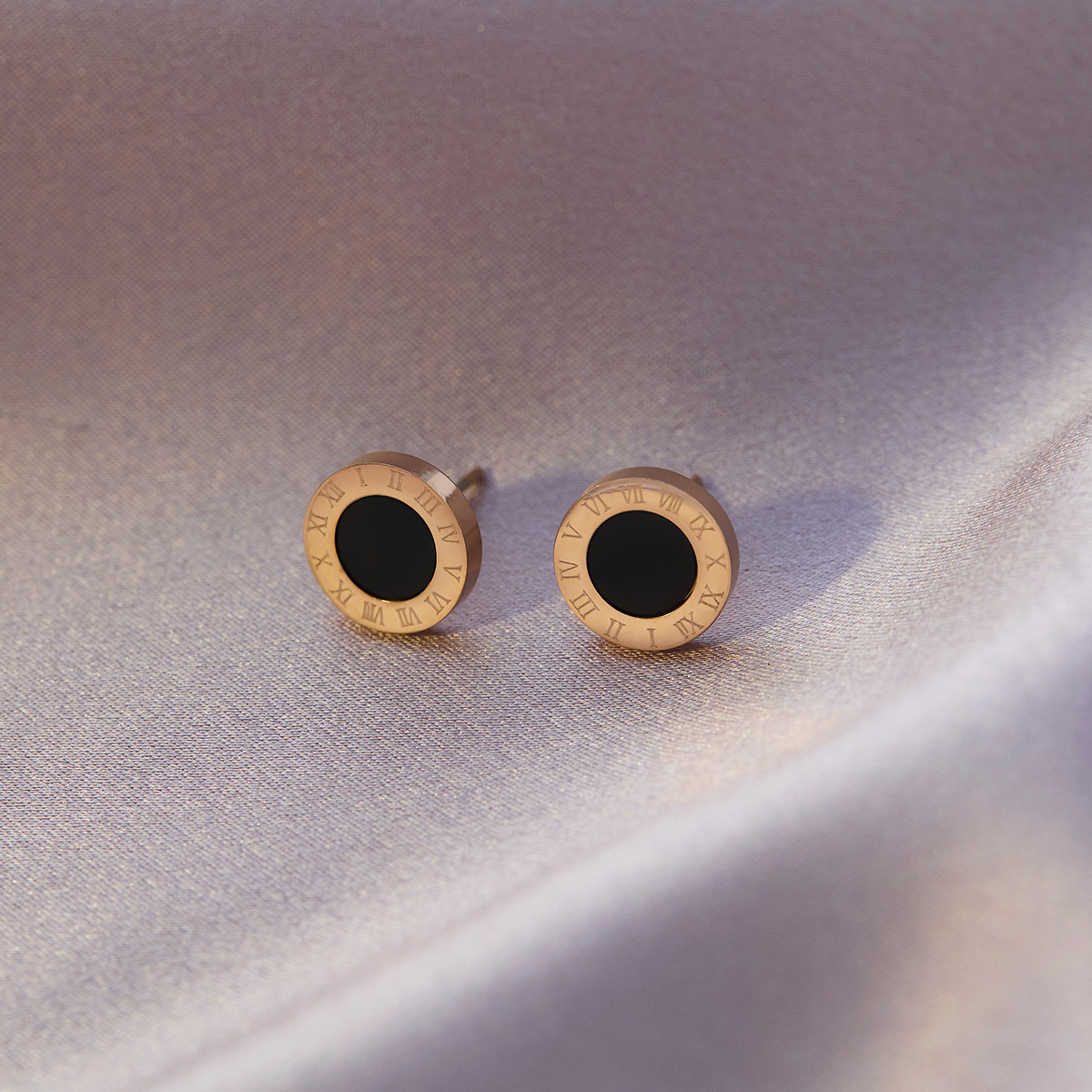 10mm ローマン ローズゴールド スタッド ピアス