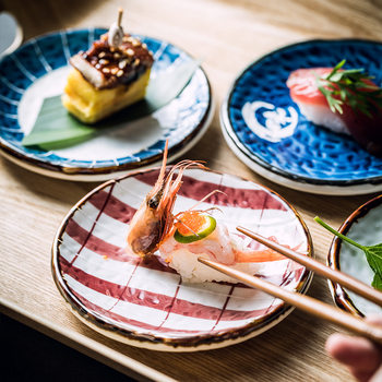 Japanese Sushi Plate Commercial Restaurant Restaurant Restaurant Sashimi Salmon Ceramic Dinner Plate and Wind Snack Plate Snack Disc