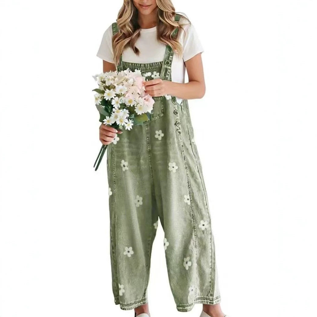 Womens Loose Fit Wide Leg Denim Overalls Fashionable Comfortable Summer Style Available for Wholesale