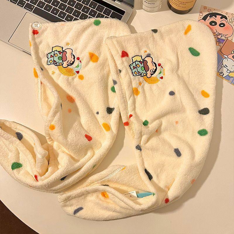 New Cute Cartoon Hair Drying Cap for Women, Water-Absorbent, Quick-Drying Hair Shower Cap, Adult Shampoo and Wipe Coral Velvet Towel