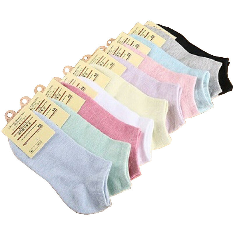 自产自销 纯色女士袜子 彩棉糖果色船袜地摊短袜  袜子女