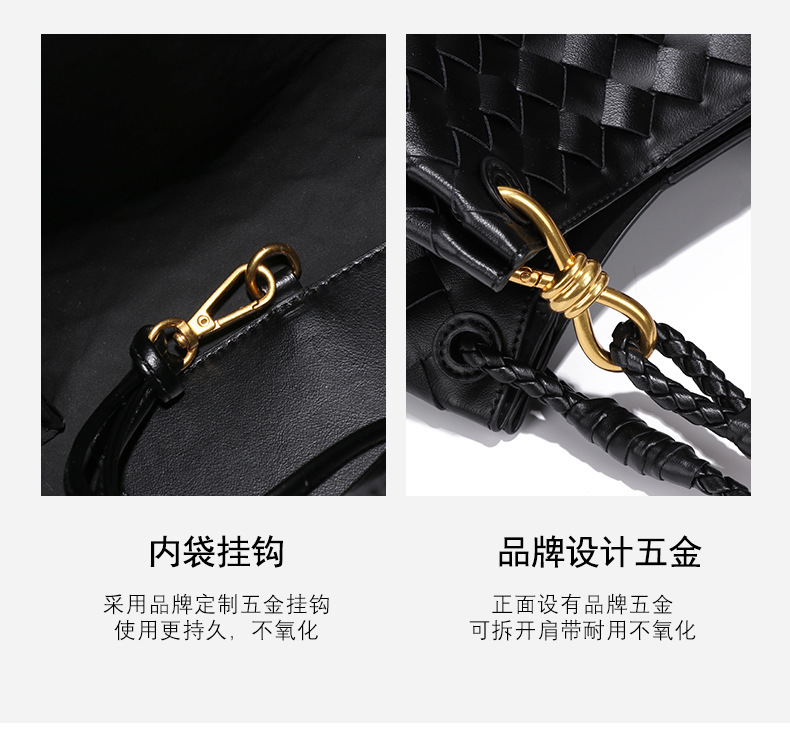 Túi xách nữ hai món dáng bucket đan phối quai đeo vai — B2014. # màu cát, B2014. # ngọc lục bảo, B2014. # travertine màu xanh lá cây, Nhà máy riêng có thể được tùy chỉnh