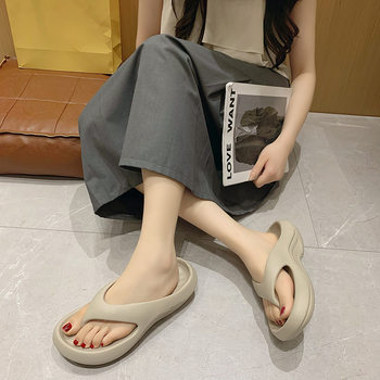 2025 New Summer Slippers for Women to Wear Outside, Thick-Soled Flip-Flops, Non-Slip Flats Sandals, Beach Shoes