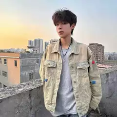 Internet Celebrum Same Style American Style Street Yellow Mud Washed Old Vintage Denim Jacket Same Style High Street Jacket for Men and Women Couple