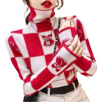 Double-Sided Velvet Base Shirt Women's Autumn and Winter High Collar Stylist Inner Long-Sleeved T-Shirt Women's Slim-Fit Warm Top ins Fashionable