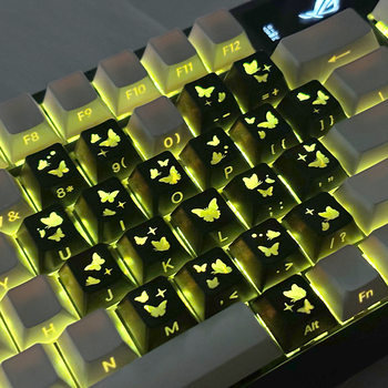 Popular Heart Butterfly Keycap 21-Key Original Height Side Translucent Magnetic Axis Mechanical Keyboard DIY Modified Keycap