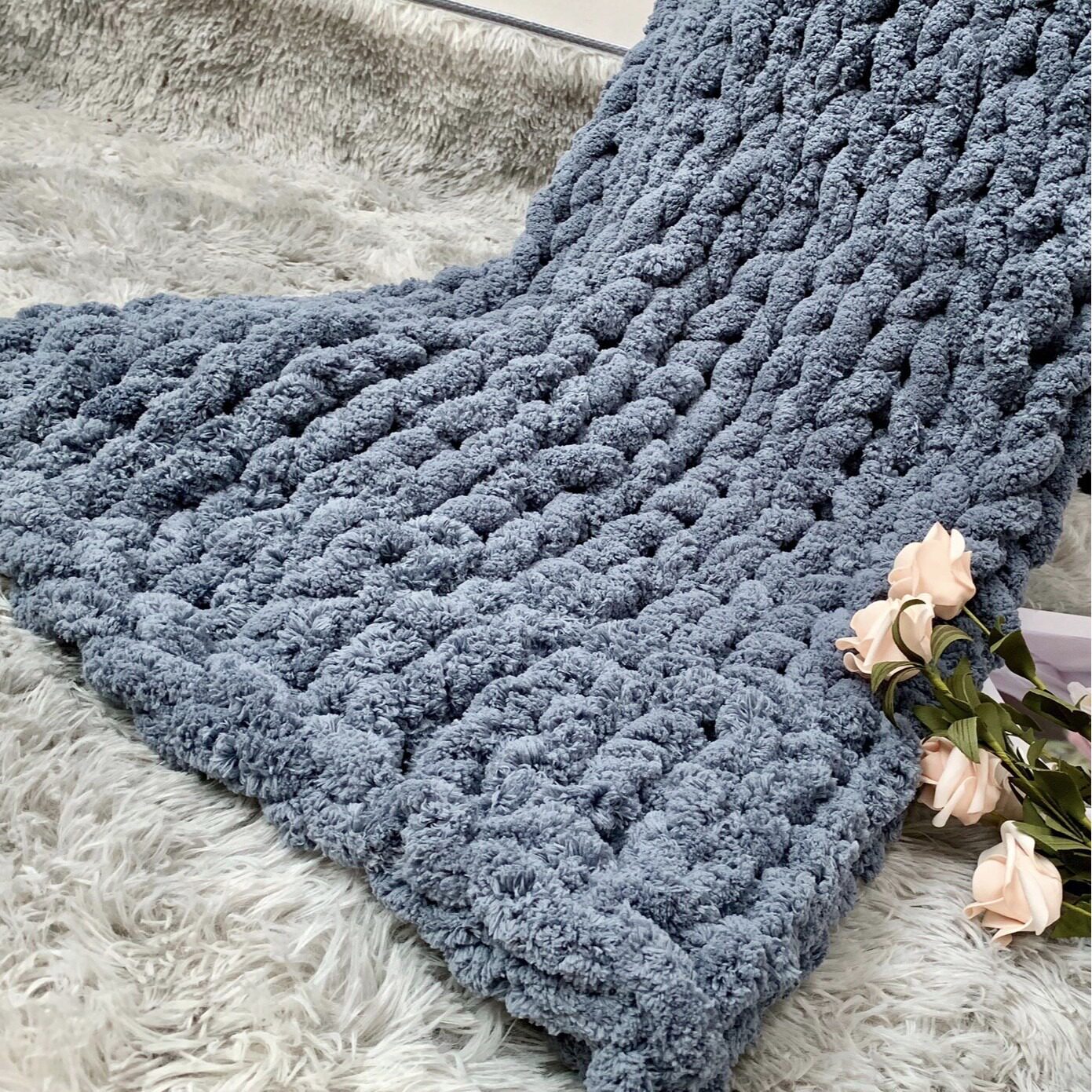 Ice Island wool thickened thickened knitted blanket handmade blanket photography decorative blanket blanket coral velvet blanket sofa blanket