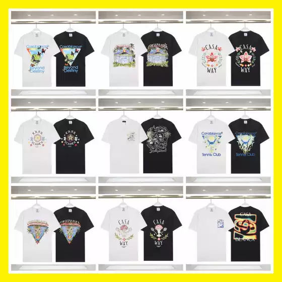 Cross-Border Foreign Trade New Summer Fashion Brand Casablanca Casa Letter Print Casual Loose Short-Sleeved T-Shirt for Men and Women