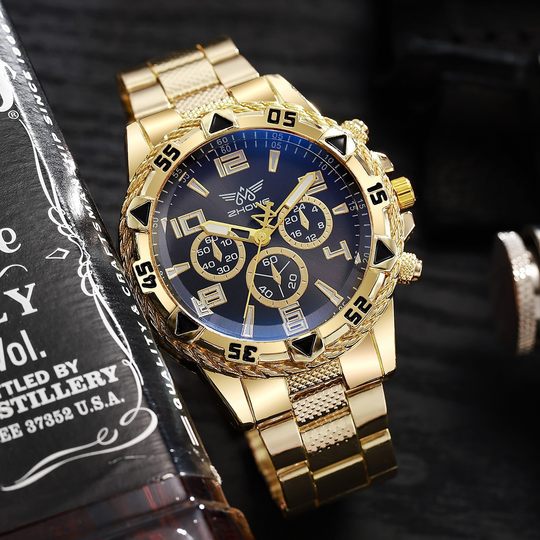 Cross-Border Popular Light Luxury High-End Business Gold Steel Band Men's Watch Quartz Watch Design Alloy Jewelry Wholesale