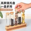 Vertical multi-functional sealed can bar counter decoration coffee bean display stand wooden stand bamboo storage glass storage box