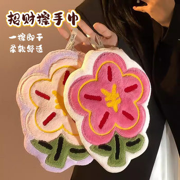Wholesale rich flower cute kitchen bathroom towel is not easy to shed wool cotton velvet absorbent hanging towel