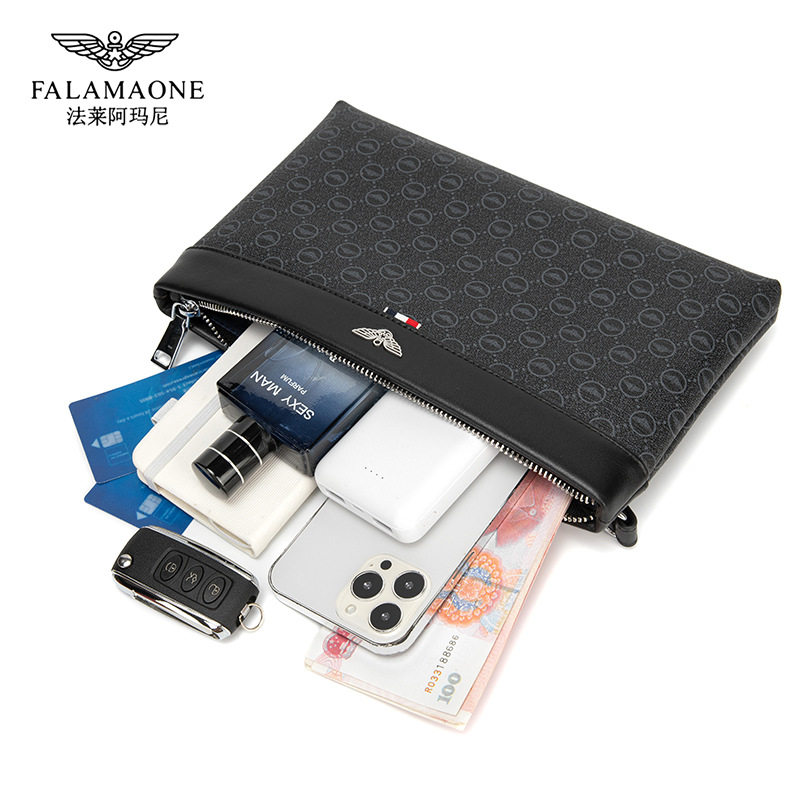 Falai Armani Light Luxury Plaid Men's Handbag Casual Easiest for Match Folder Bag Business Casual Men's Bag Underarm Bag Trendy