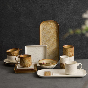 Ceramic Plates, Dishes, Tableware Sets, Bowls, Chopsticks, Cups, White Embossed Mugs, Water Cups, Tea Cups, Coffee Cups
