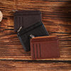 Black Lychee Leather Card Holder Document Organizer Zipper Wallet Multifunctional Coin Purse Card Holder Business Style