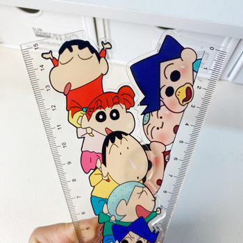 Cartoon Ruler Crayon Shin-Chan Square Ruler Little Red Book Same Style Girl Student Measurement Painting High-Value Ruler
