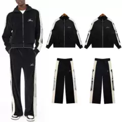 25Fw European and American High Street Style Unisex Velvet Zip-Up Jacket and Velvet Pants Set Casual Sportswear Trendy Style