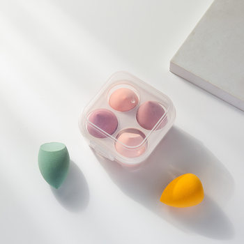 Four-Compartment Pp Powder Puff Storage Box, Transparent Makeup Sponge Organizer, Dust-Proof Plastic Box, Powder Puff Box, Japanese-Style Storage for Dressing Table