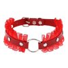 European and American punk rivet lace leather pu stitching leather O-shaped collar neckband necklace clavicle chain sweet jewelry