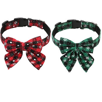 Articles Bow Holiday Dog Accessories Christmas Dog Ring Snowflake Dog Collar Bow Tie Christmas Pet Collar