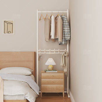 Clothes Rack Floor-Standing Bedside Clothes Rack Vertical Clothes Rod Coat Rack Dormitory Living Room Combination Rack Door Narrow Angle Bag Rack