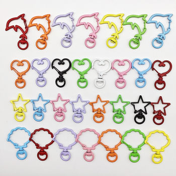 Color heart key chain paint love five-pointed star spring buckle shaped lobster buckle diy jewelry handmade accessories