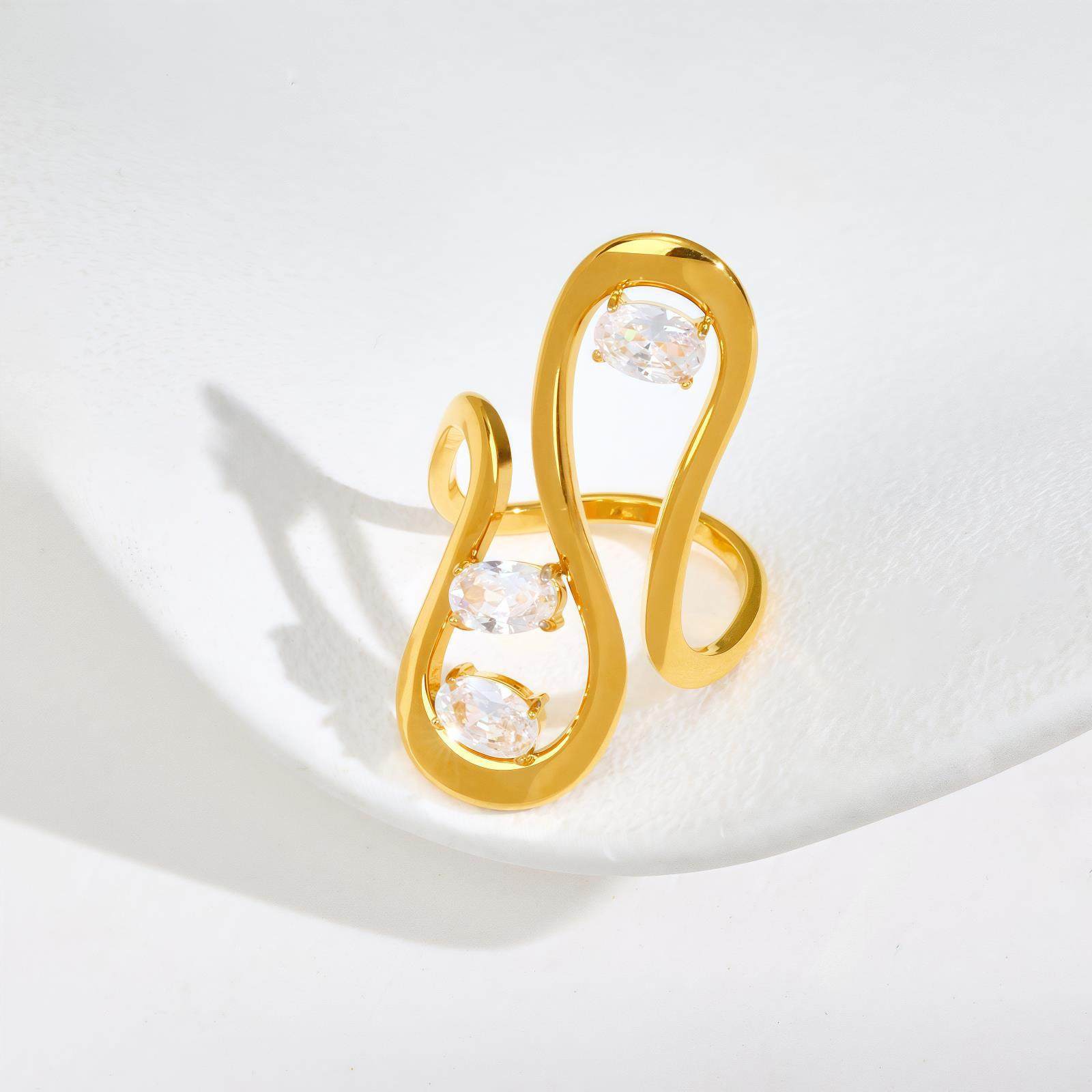 时尚夸张长款几何不规则形小众设计戒指饰品轻奢百搭厂家直销