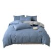 Solid Color Cotton Four-piece Set Cotton Simple Spring and Summer Bed Sheet Quilt Cover Dormitory Single Bed Supplies Three-piece Set 4